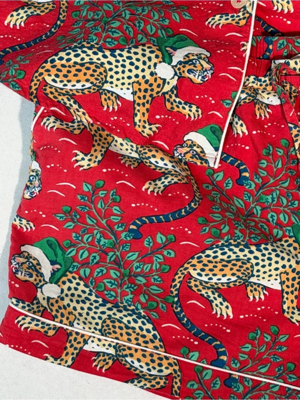 Printfresh Christmas Leopard Pajama Set Red Size M